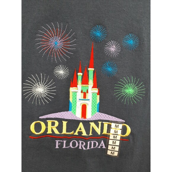 Orlando Florida Magic Kingdom Castle Embroidered T Shirt Navyblue Cotton M - Picture 2 of 11